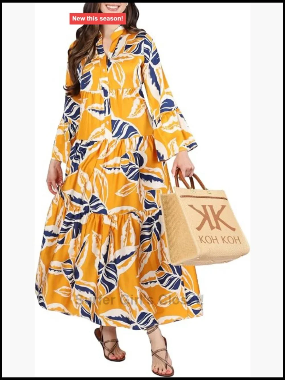 Long Sleeve Floral Flowy Maxi Dress with Pockets Tiered Boho Summer